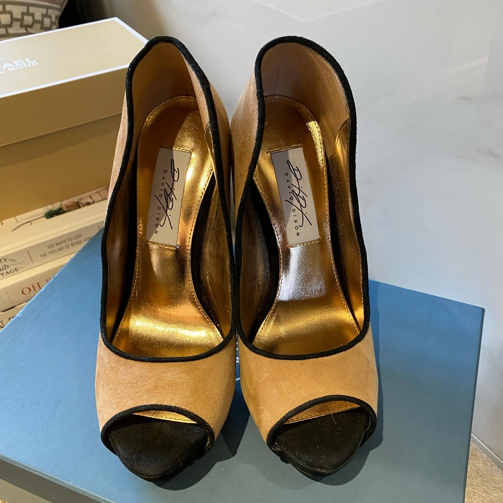 David Dixon Suede Platform Peep toe Heels - Picture 4 of 9